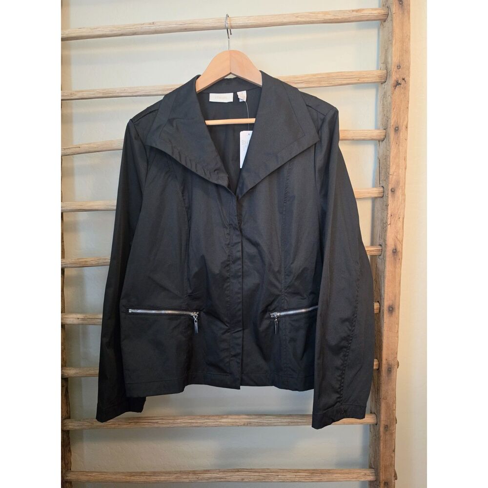 Chico's Carefree Chill Carlynn Jacket Size 3 XL Black NWT Zip Pocket Stretch